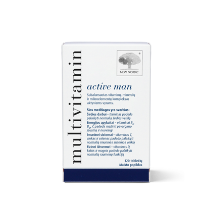 NEW NORDIC MULTIVITAMIN ACTIVE MAN, multivitaminai vyrams, 120 tablečių paveikslėlis