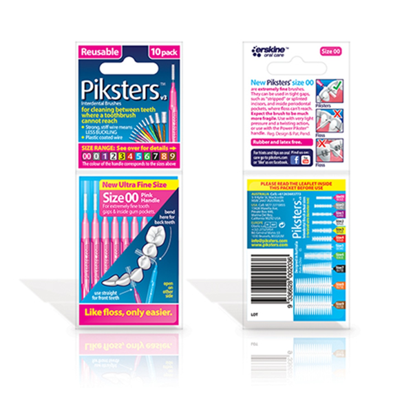 PIKSTERS, tarpdančių šepetėlių pakuotė, dydis 00, rožiniai, 10 vnt. paveikslėlis