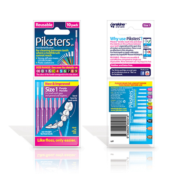 PIKSTERS, tarpdančių šepetėlių pakuotė, dydis 1, purpuriniai, 10 vnt. paveikslėlis