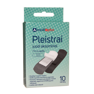 AMEDIPLUS, pleistras juodas aksominis, 7x2 cm, 10 vienetų paveikslėlis