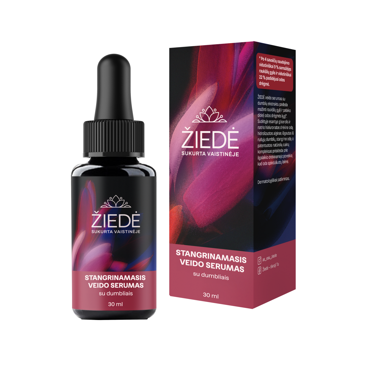 Žiedė stangrinamasis veido serumas su dumbliais, 30ml (Gintarinė vaistinė)