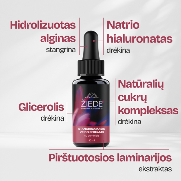 Žiedė stangrinamasis veido serumas su dumbliais, 30ml (Gintarinė vaistinė) paveikslėlis