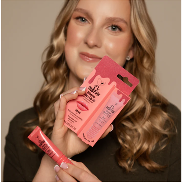 DR.PAWPAW lūpų aliejus GLIMMER GLAZE ROSE, 10ml