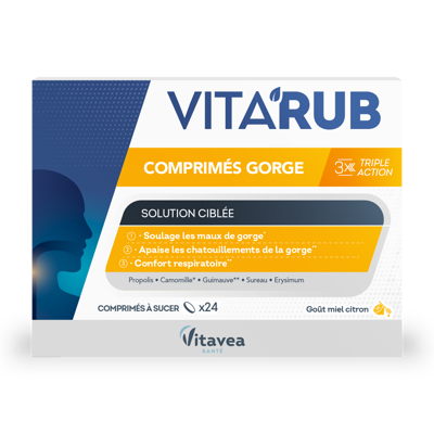 VITAVEA VITA’RUB čiulpiamosios tabletės gerklei, 24 vnt