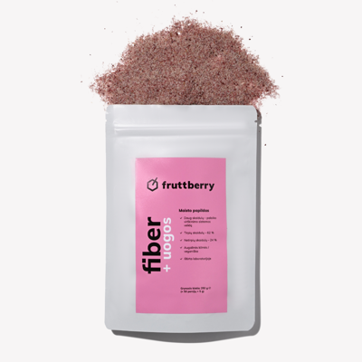 Maisto papildas fruttberry +fiber skaidulų mišinys su uogomis, milteliai, 250g