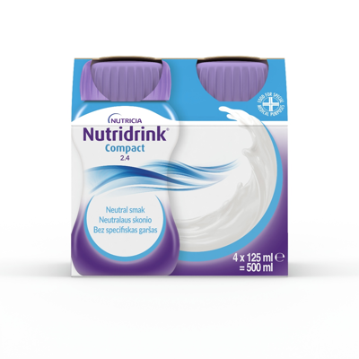 NUTRICIA NUTRIDRINK, 125 ml, neutralaus skonio, 4 vnt.  paveikslėlis