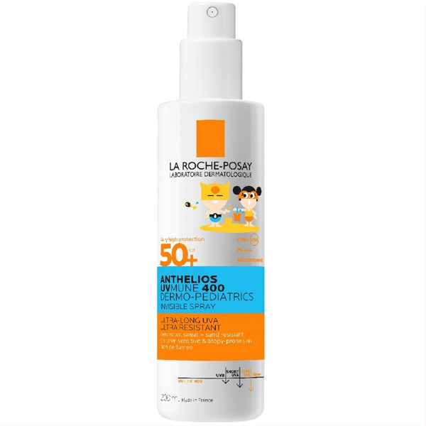 LA ROCHE-POSAY ANTHELIOS UVMUNE 400 DERMO-PEDIATRICS, purškiklis vaikams, SPF50+, 200ml paveikslėlis LA ROCHE-POSAY ANTHELIOS UVMUNE 400 DERMO-PEDIATRICS, purškiklis vaikams, SPF50+, 200ml paveikslėlis
