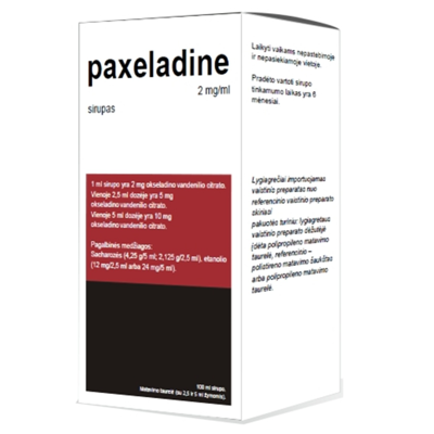 Paxeladine 2mg/ml sirupas 100ml ir matavimo taurelė N1  paveikslėlis