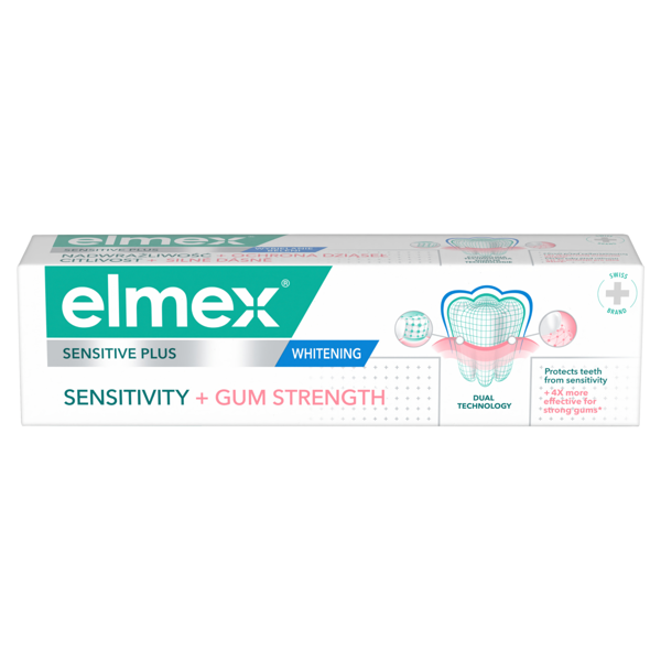 ELMEX, SENSITIVE PLUS SENSITIVE+GUM, WHITE dantų pasta, 75ml paveikslėlis