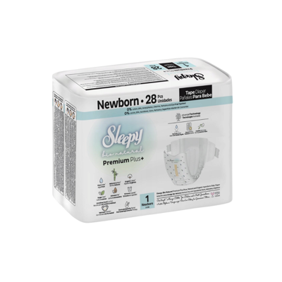 SLEEPY “Bio Natural” sauskelnės, NEWBORN (2-5 kg. / 28 vnt.)