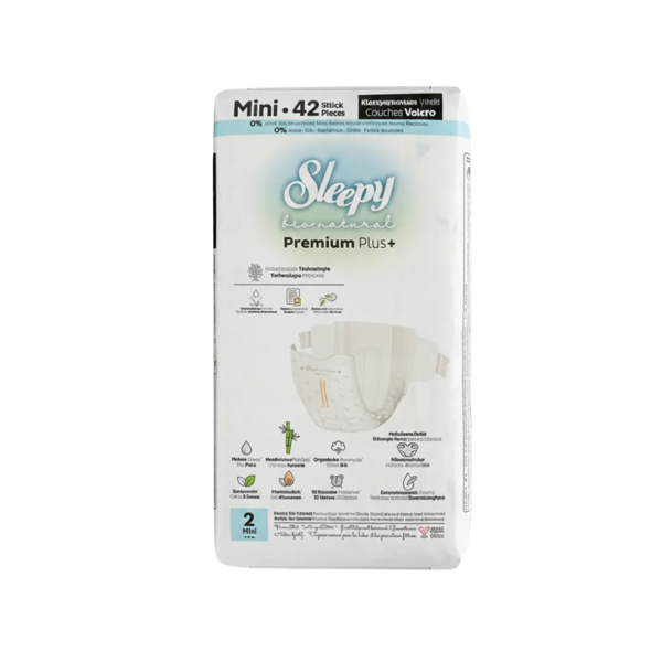 SLEEPY “Bio Natural” sauskelnės, 2 dydis, (3-6 kg. / 42 vnt. )