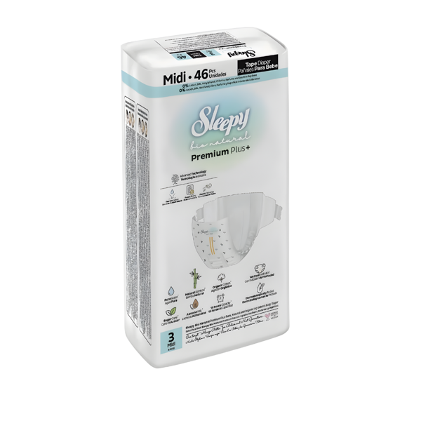 SLEEPY “Bio Natural” sauskelnės, 3 dydis, (4-10 kg. / 46 vnt. )