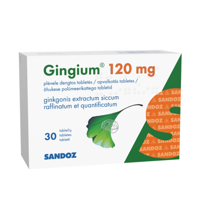GINGIUM, 120 mg, plėvele dengtos tabletės, N30  paveikslėlis