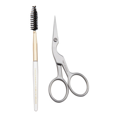 TWEEZERMAN Brow Scissors & Brush antakių žirklučių ir šepetėlio rinkinys