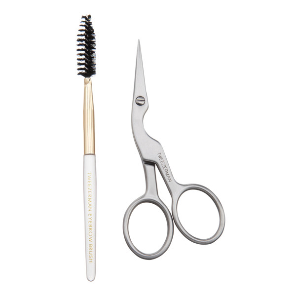 TWEEZERMAN Brow Scissors & Brush antakių žirklučių ir šepetėlio rinkinys