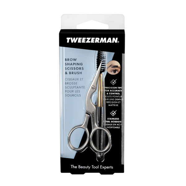 TWEEZERMAN Brow Scissors & Brush antakių žirklučių ir šepetėlio rinkinys