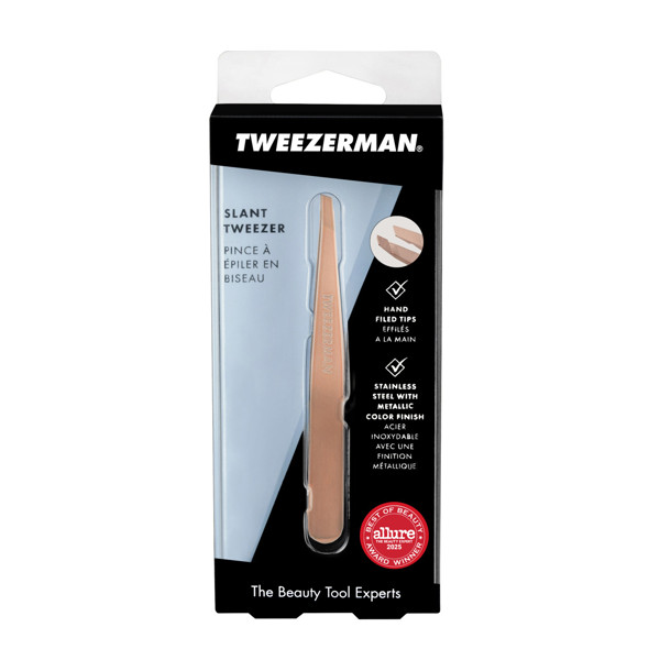 TWEEZERMAN Slant Tweezer Classic Stainless Steel pincetas, rožinio aukso spalvos