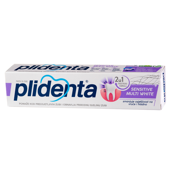 PLIDENTA, SENSITIVE MULTI WHITE, dantų pasta, 75 ml paveikslėlis