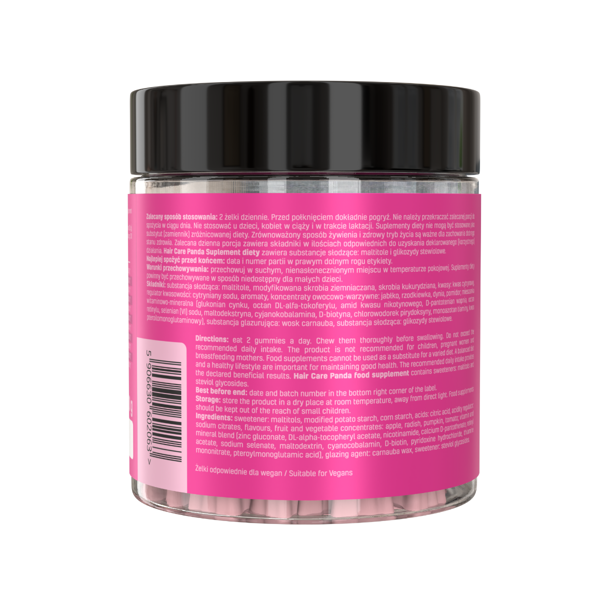 HAIR CARE PANDA, veganiški guminukai plaukams be cukraus, 300g, 60 guminukų paveikslėlis HAIR CARE PANDA, veganiški guminukai plaukams be cukraus, 300g, 60 guminukų paveikslėlis