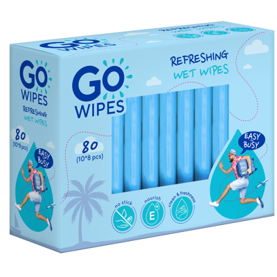 GOWIPES, MINI TRAVEL, drėgnos servetėlės su vitam.E ir D-pant, 80 vnt. paveikslėlis