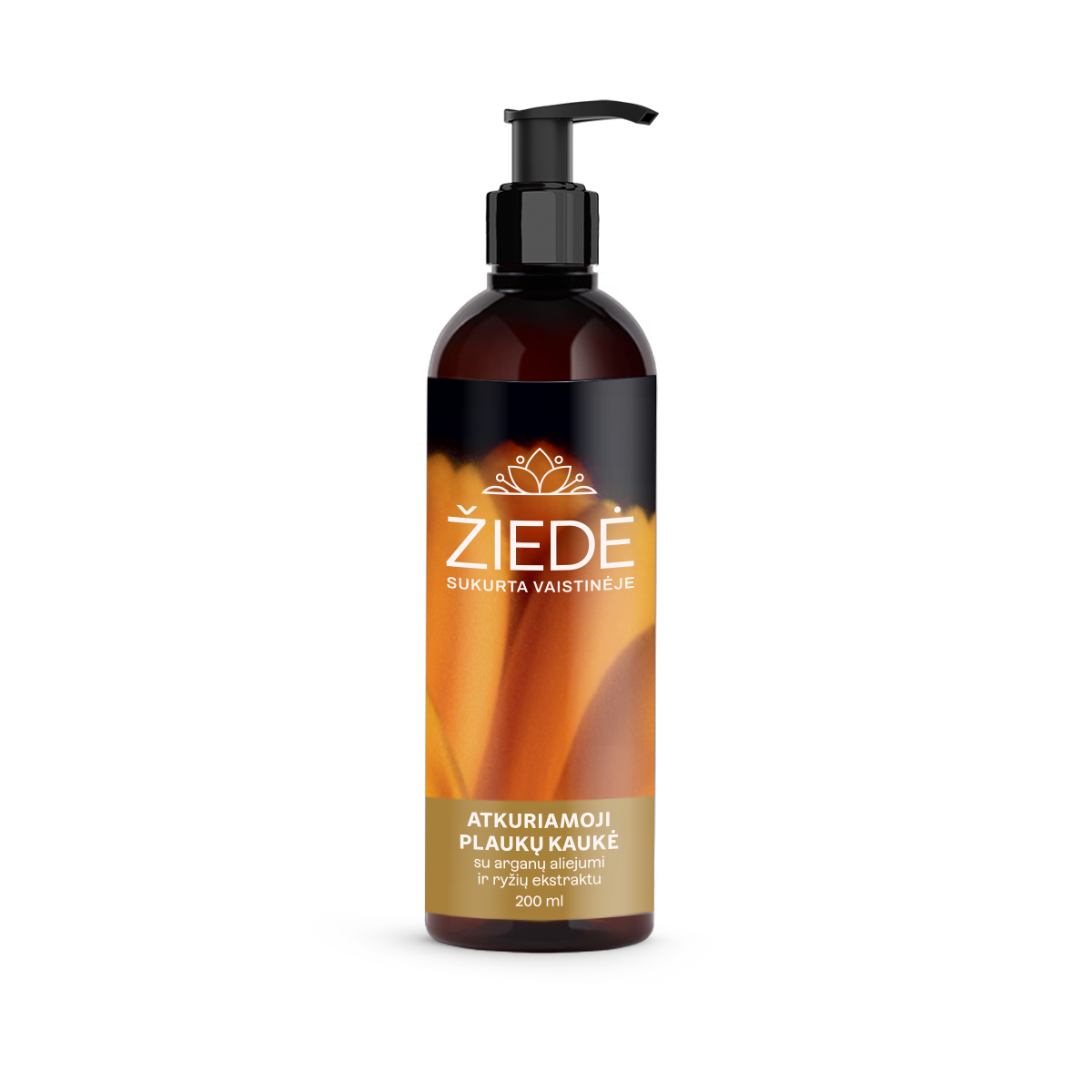 ŽIEDĖ, atkuriamoji plaukų kaukė su arganų aliejumi ir ryžių ekstraktu, 200 ml