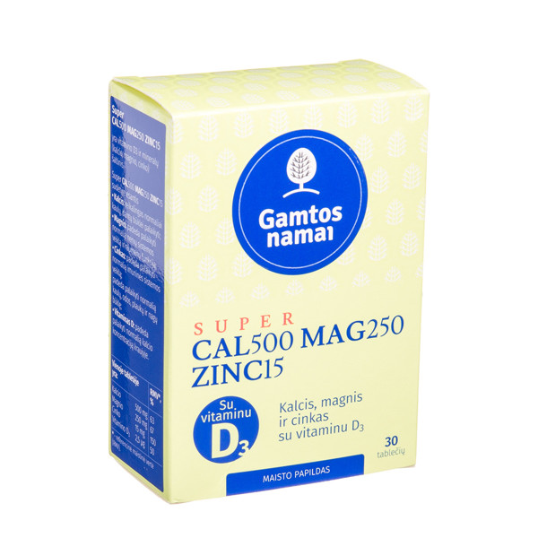 GAMTOS NAMAI SUPER CAL500 MAG250 ZINC15, 30 tablečių paveikslėlis