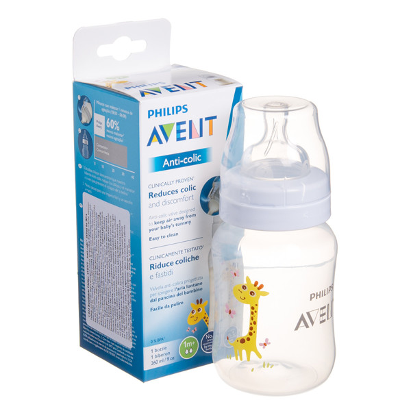 PHILIPS AVENT, buteliukas "Anti-colic" "Žirafa" su lėtos tėkmės žinduku, 1 mėn.+, SCF821/12, 260 ml paveikslėlis