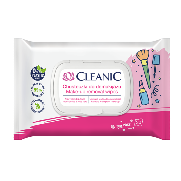 CLEANIC I LOVE MAKE UP, makiažo valymo servetėlės, 30 vnt.