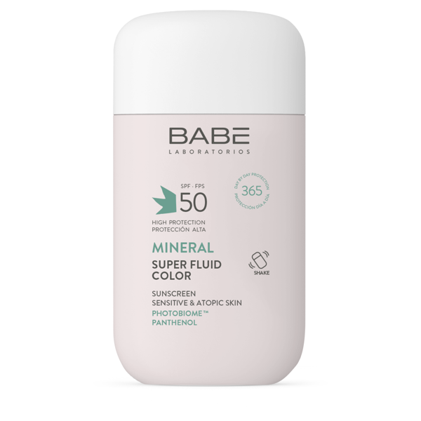 BABE SUPER FLUID SPF50 MINERAL COLOR, apsauginė mineralinė veido emulsija, su spalva, 50ml paveikslėlis