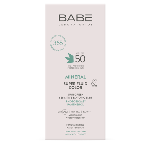 BABE SUPER FLUID SPF50 MINERAL COLOR, apsauginė mineralinė veido emulsija, su spalva, 50ml paveikslėlis