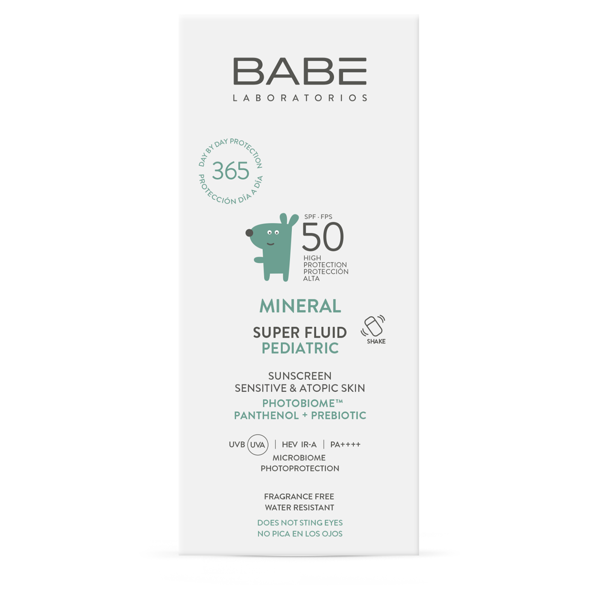 BABE SUPER FLUID SPF50, MINERAL PEDIATRIC, apsauginė mineralinė veido emulsija, kūdikiams ir vaikams, 50ml paveikslėlis