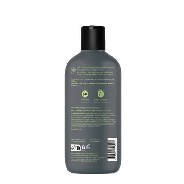 ATTITUDE, Dušo gelis vyrams „Matcha & Bergamot“, 415 ml
