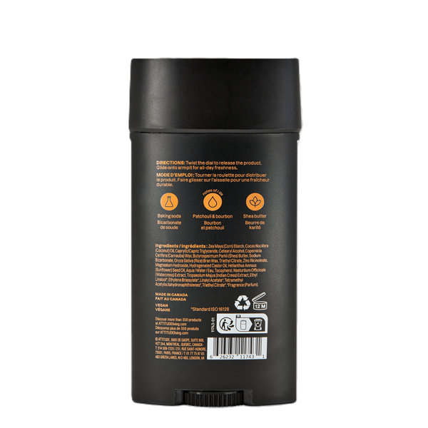 ATTITUDE, Pieštukinis dezodorantas vyrams „Patchouli & Bourbon“, 75 g