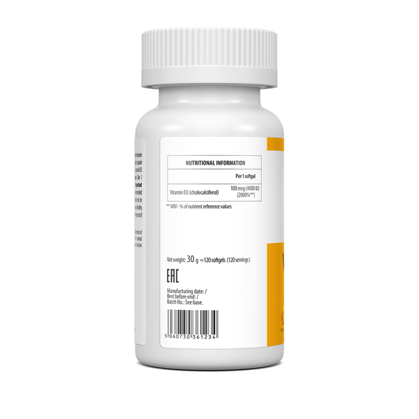 ULTRAVIT D vitaminas D3 4000 TV, 120 minkštųjų kapsulių paveikslėlis