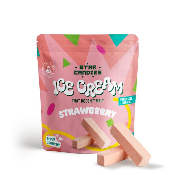 STAR CANDIES Šaltyje džiovinti braškiniai ledai