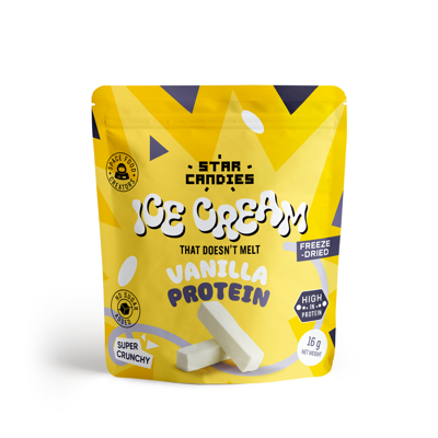 STAR CANDIES Šaltyje džiovinti vanilės skonio proteininiai ledai