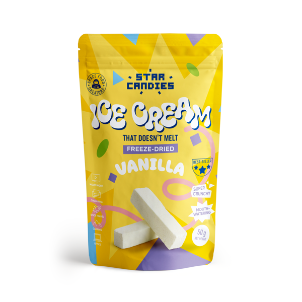 STAR CANDIES šaltyje džiovinti vaniliniai ledai 50g.