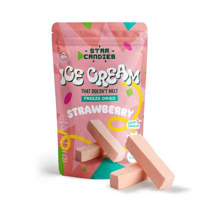 STAR CANDIES Šaltyje džiovinti braškiniai ledai, 50g