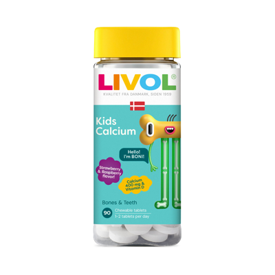 LIVOL KIDS CALCIUM, aviečių ir braškių skonio, 90 tablečių paveikslėlis