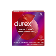 DUREX FEEL THIN EXTRA LUBRICATED, prezervatyvai, 3 vnt.   paveikslėlis