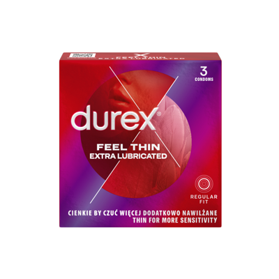 DUREX FEEL THIN EXTRA LUBRICATED, prezervatyvai, 3 vnt.   paveikslėlis
