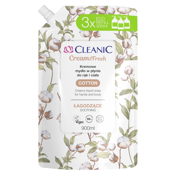 CLEANIC COTTON, skystas muilas, 900ml