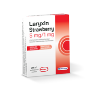 LARYXIN Strawberry, 5 mg/1 mg, 24 suslėgtosios pastilės paveikslėlis