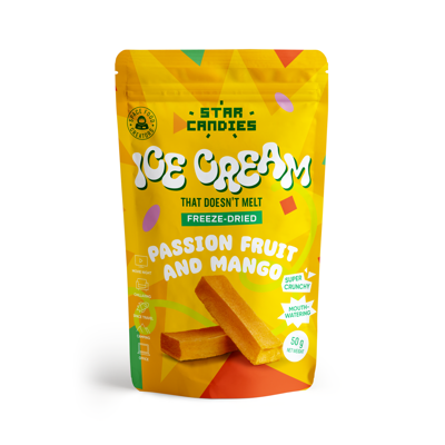 STAR CANDIES Šaltyje džiovinti vaisiniai mangų pasiflorų skonio ledai