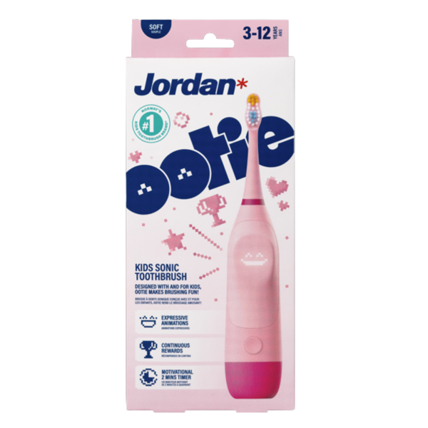 JORDAN, OOTIE, elektrinis dantų šepetėlis vaikams, rožinis, 1 vnt. paveikslėlis