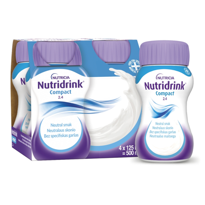 NUTRICIA NUTRIDRINK, 125 ml, neutralaus skonio, 4 vnt.  paveikslėlis