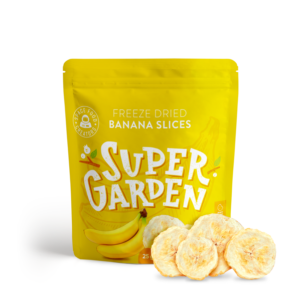 SUPERGARDEN šaltyje džiovintos bananų skiltelės, 25g