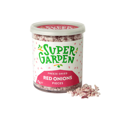 SUPERGARDEN, raudonųjų svogūnų gabaliukai, džiovinti šaltyje, M 25g