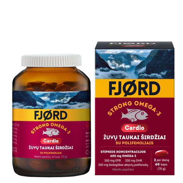 FJORD STRONG OMEGA-3 CARDIO, 60 kapsulių paveikslėlis