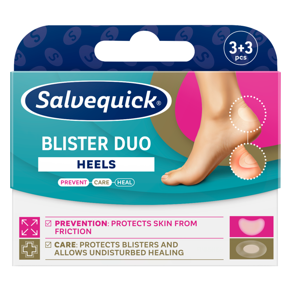 SALVEQUICK, Blister Duo Heels, pleistrai, 6 vnt. paveikslėlis
